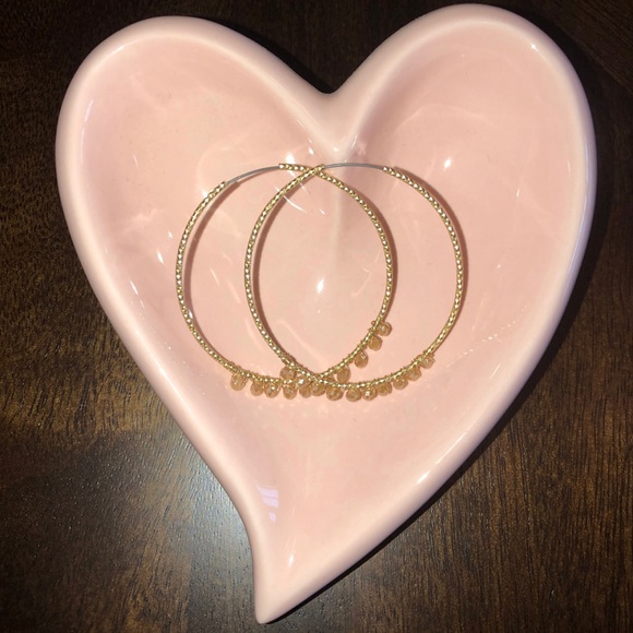 Gold beaded hoop earrings - Picture 1 of 1